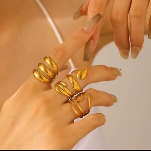 Chic 18k Gold plated steel Multi-Band Ring